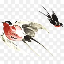 手绘燕子中国风水墨画