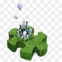 绿草上的建筑