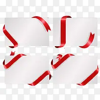 4款红色丝带缠绕卡片矢量素材