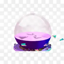 紫色液体卡通水晶球海报背景