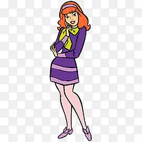 紫色裙子矢量卡通性感模特
