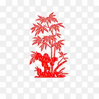 红色竹子剪纸