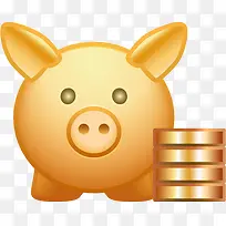 猪存钱罐和金币