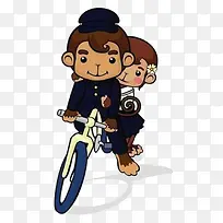 骑自行车的猴子情侣