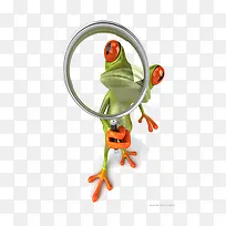 拿着放大镜的青蛙