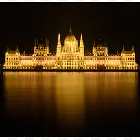 欧式建筑繁华都市夜景透明黄色光效