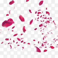 红色清新旋转花瓣漂浮素材