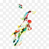 足球运动员喷墨水彩剪影