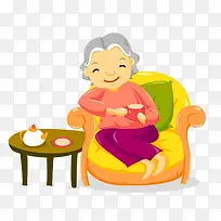 奶奶美女喝茶图片素材