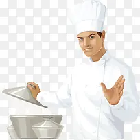 正在做饭的厨师卡通厨师素材图片