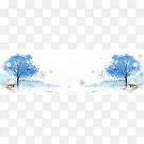 简约冬季素描雪景背景banner