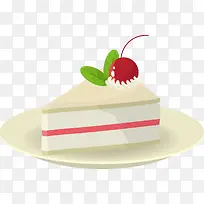 矢量白色樱桃蛋糕