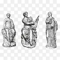 素描三个古希腊神