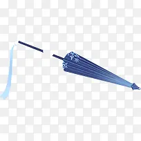 蓝色水墨花纹雨伞