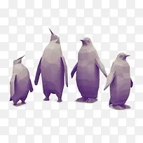 企鹅动物不规则图形紫色