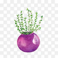手绘紫色圆形花瓶