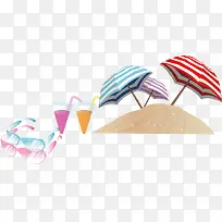 沙滩太阳伞饮料海报素材
