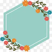 绿色六边形花朵标题框
