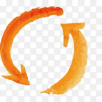 水彩手绘橙色箭头