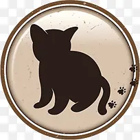 圆形的卡通猫咪和脚印标志
