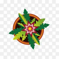 花盆绿植手绘简图