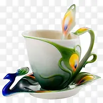 孔雀陶瓷杯子