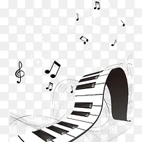 钢琴黑白键和音符