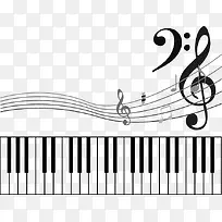 钢琴和动感音符矢量素材