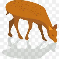 精美的小鹿喝水剪影矢量图