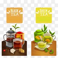 2款创意茶饮品矢量图
