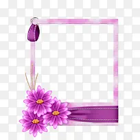 紫色手绘花朵方框边框纹理