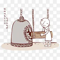 撞钟小和尚矢量素材