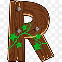 木板艺术字母R