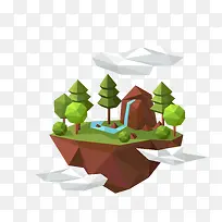 矢量彩色创意云上宫殿