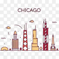 芝加哥街景矢量图
