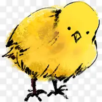可爱黄色小鸡觅食手绘