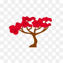 红色简洁树木卡通