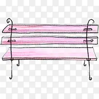 手绘粉色长凳插画