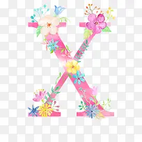 花朵字母X