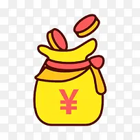 黄色手绘线稿金币财富元素