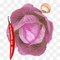紫包菜辣椒蘑菇实物素材