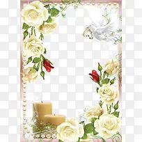 白色玫瑰花相框