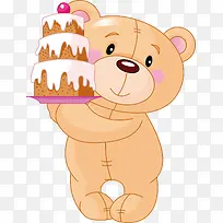拿着蛋糕的熊