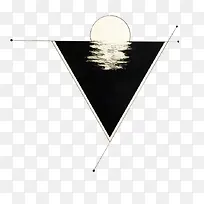 黑白简画-太阳（月亮）从海平面