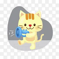 拿着喇叭广播的小猫