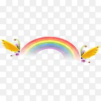卡通鲜花翅膀装饰彩虹背景