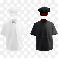 矢量黑白色厨师服装
