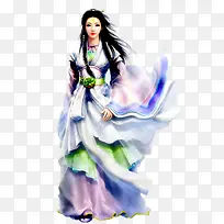 游戏原画白衣服美女