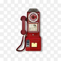 复古红色电话机免抠素材