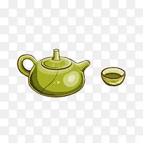 彩色茶壶 茶杯矢量图